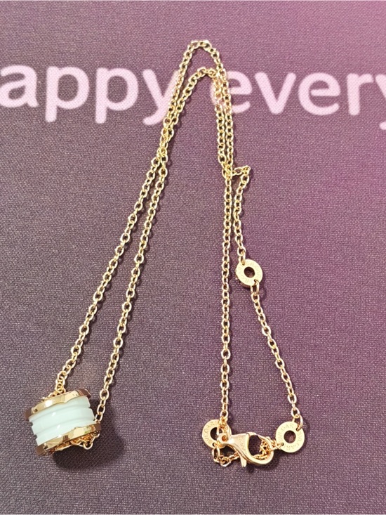 BVLGARI Jewelry - Bulgari Gold-Tone Necklace with Mint Green Ceramic Pendant